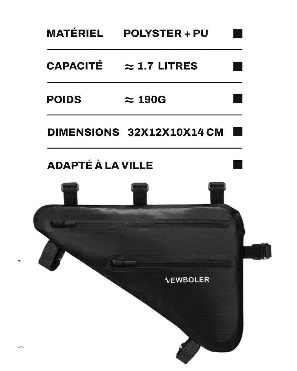 Sacoche de cadre pour vélo - 3 L- HOIST