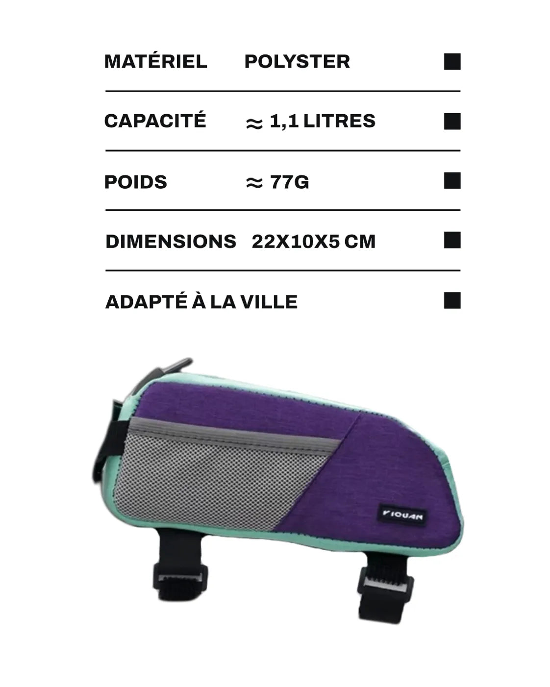 Sacoche cadre vélo TOP  - 1,3 L - COVE