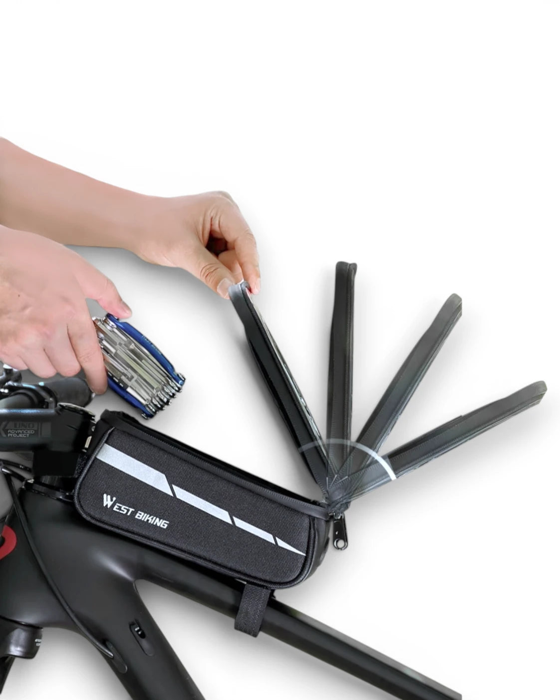Sacoche cadre vélo avec écran téléphone - 1,5 L - LENS