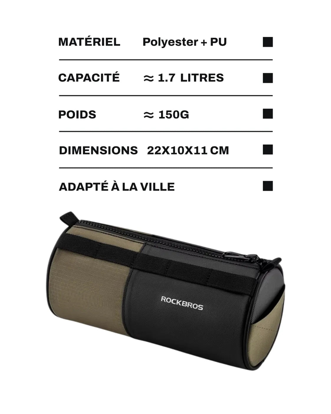Sacoche vélo guidon - 1,7 L - BROW