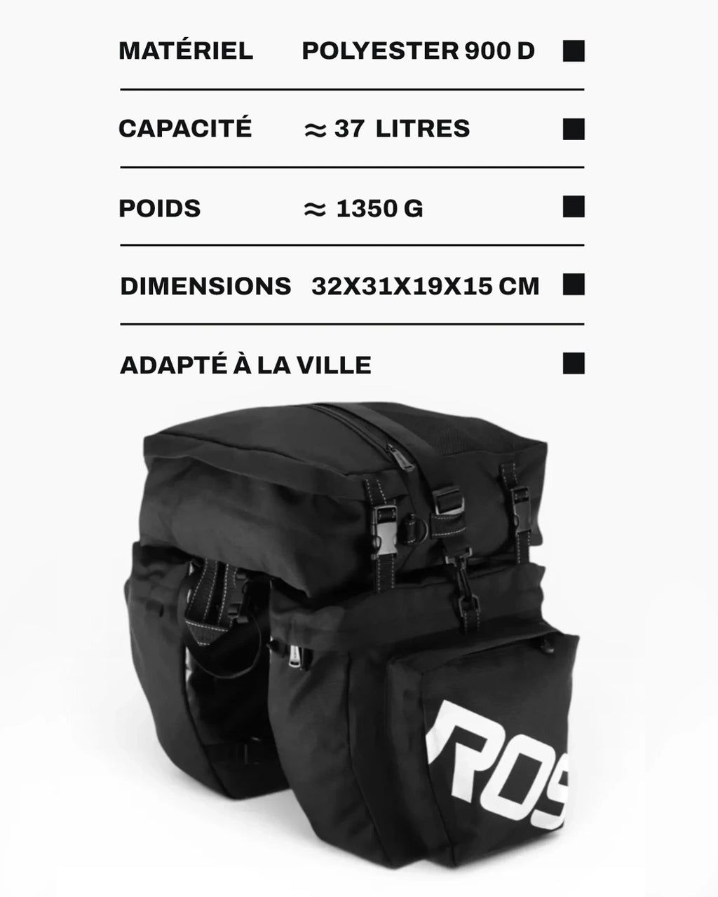 Sacoche porte-bagages vélo - 37 L - LEAGUE