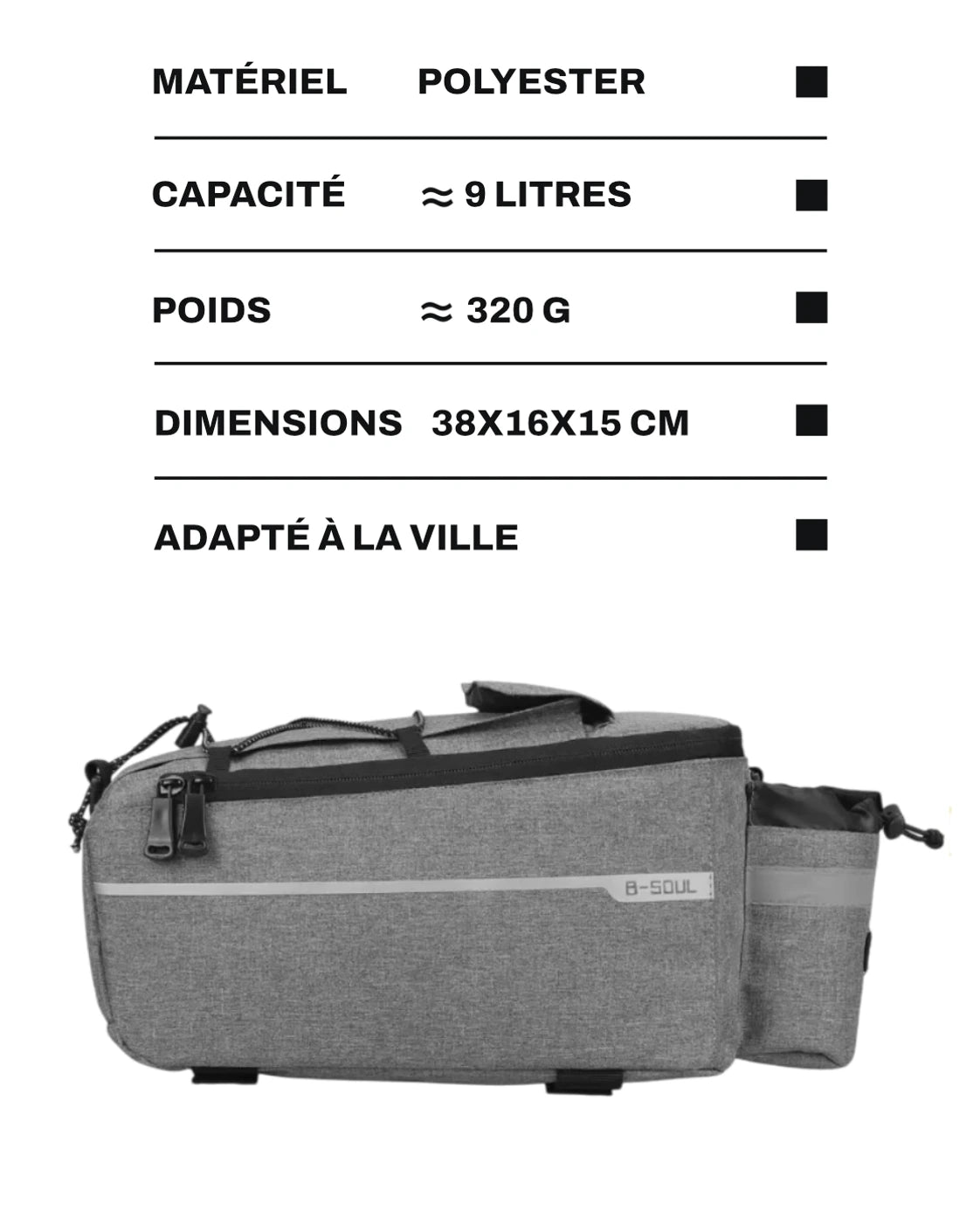 Sacoche porte-bagages vélo isotherme - 10 L - TRIM