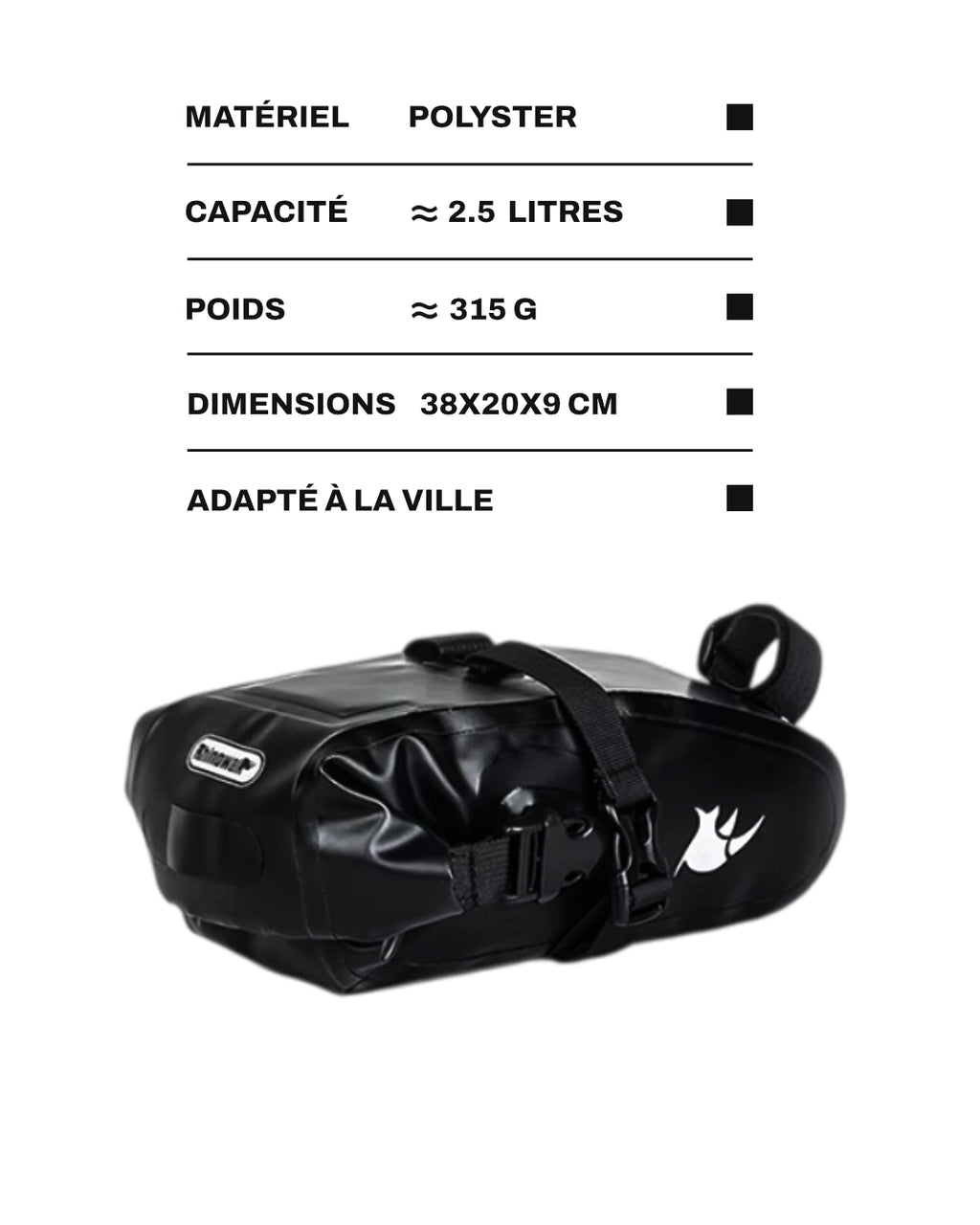 Sacoche de selle pour vélo - 2,5 L - BRIF