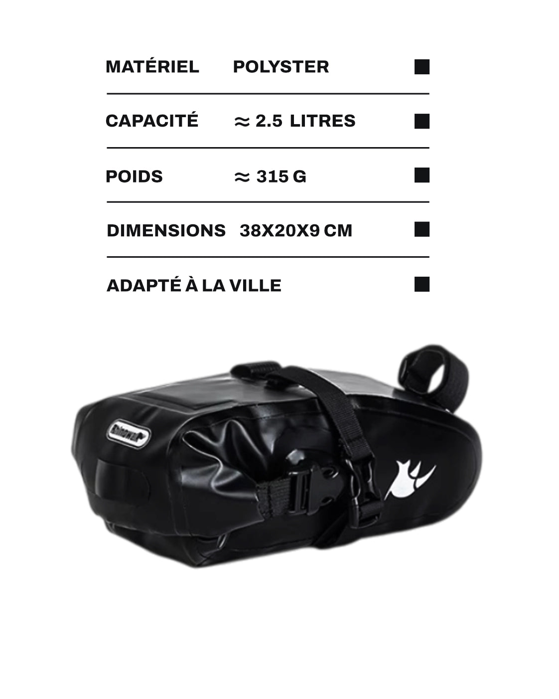 Sacoche de selle pour vélo - 2,5 L - BRIF