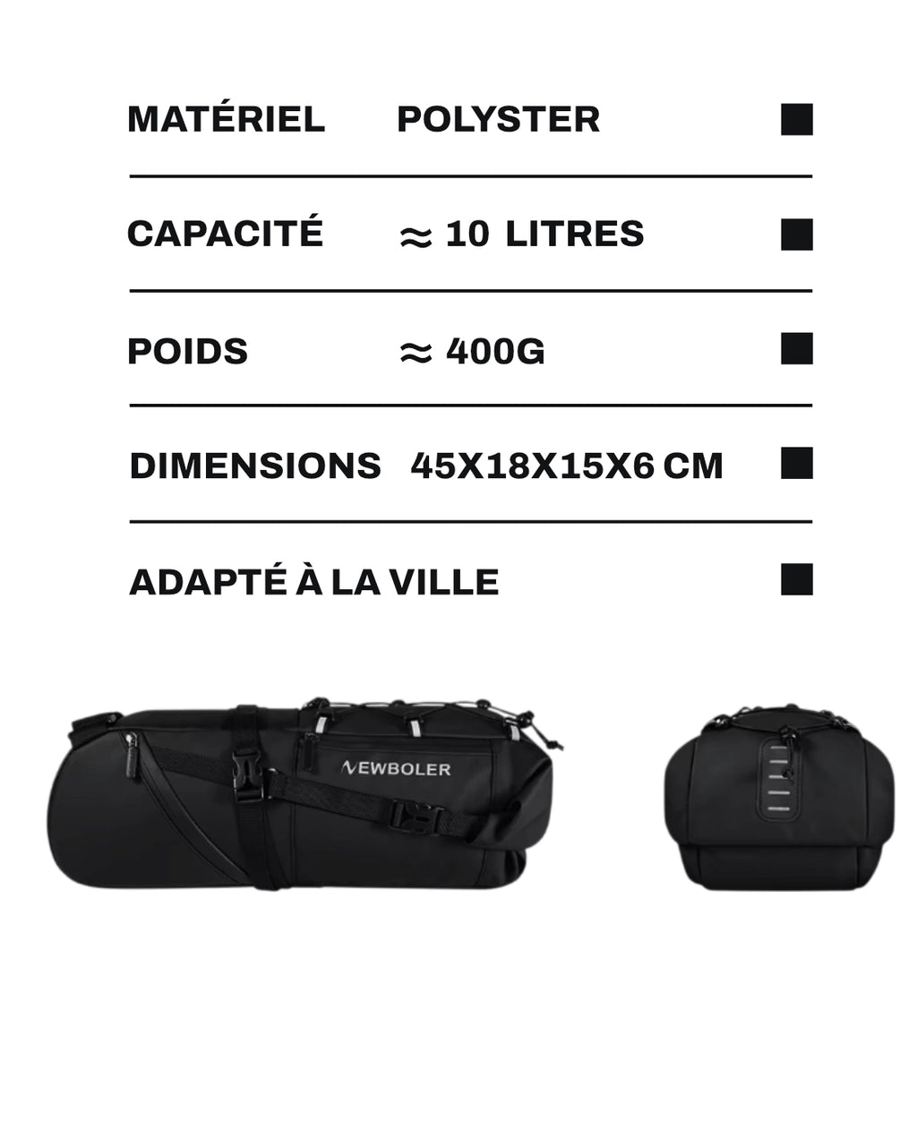 Sacoche de selle pour vélo - 10 L- CLAMP