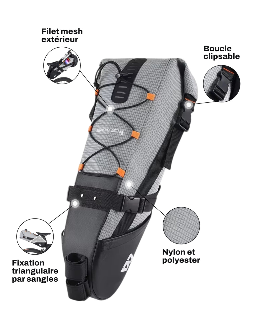 Sacoche de selle vélo de route - 10 L - LANCE