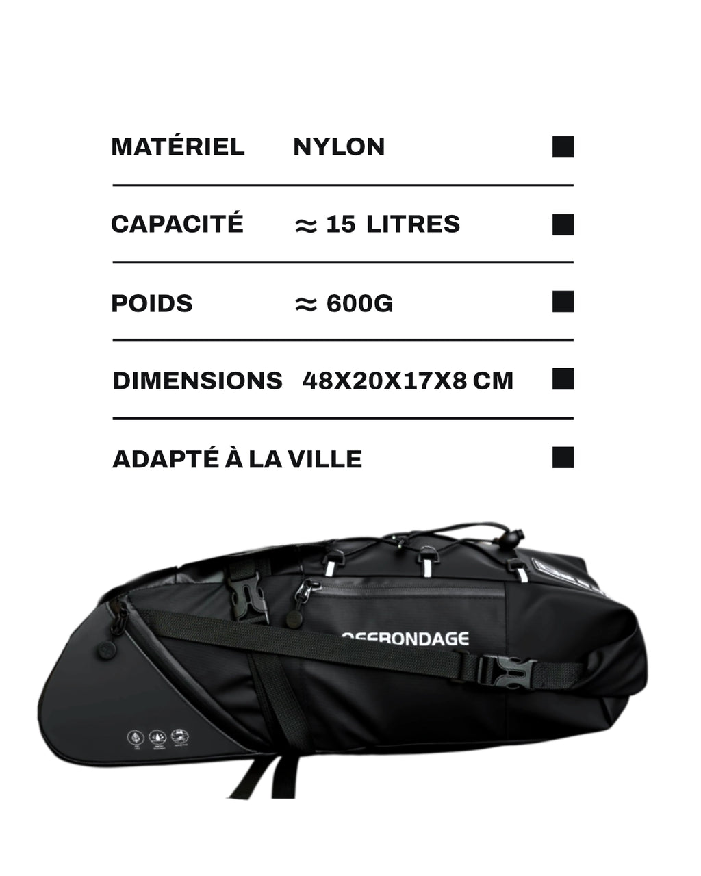 Sacoche selle vélo - 15 L - TUSK