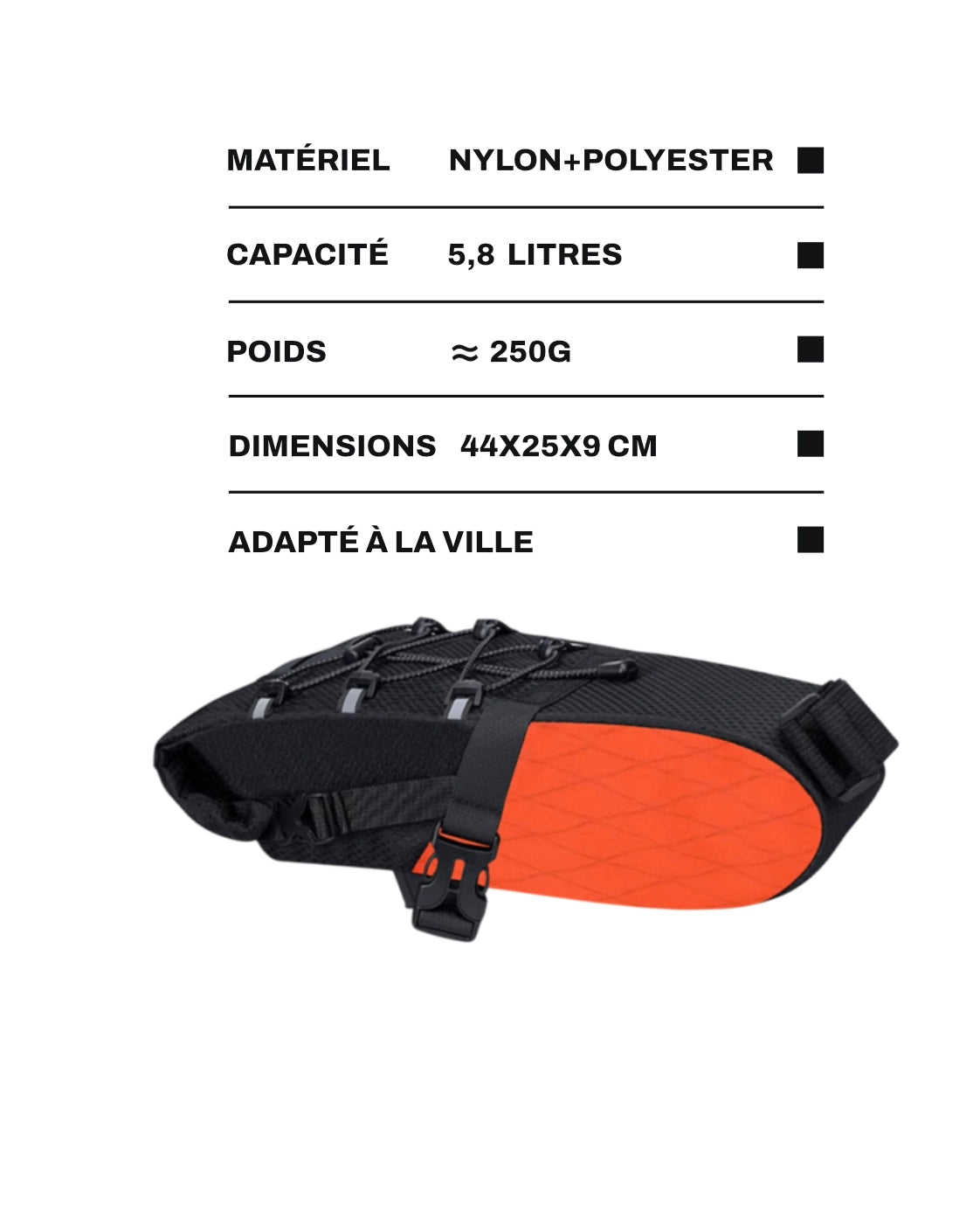 Sacoche de selle de vélo - 5,8 L - TYNE